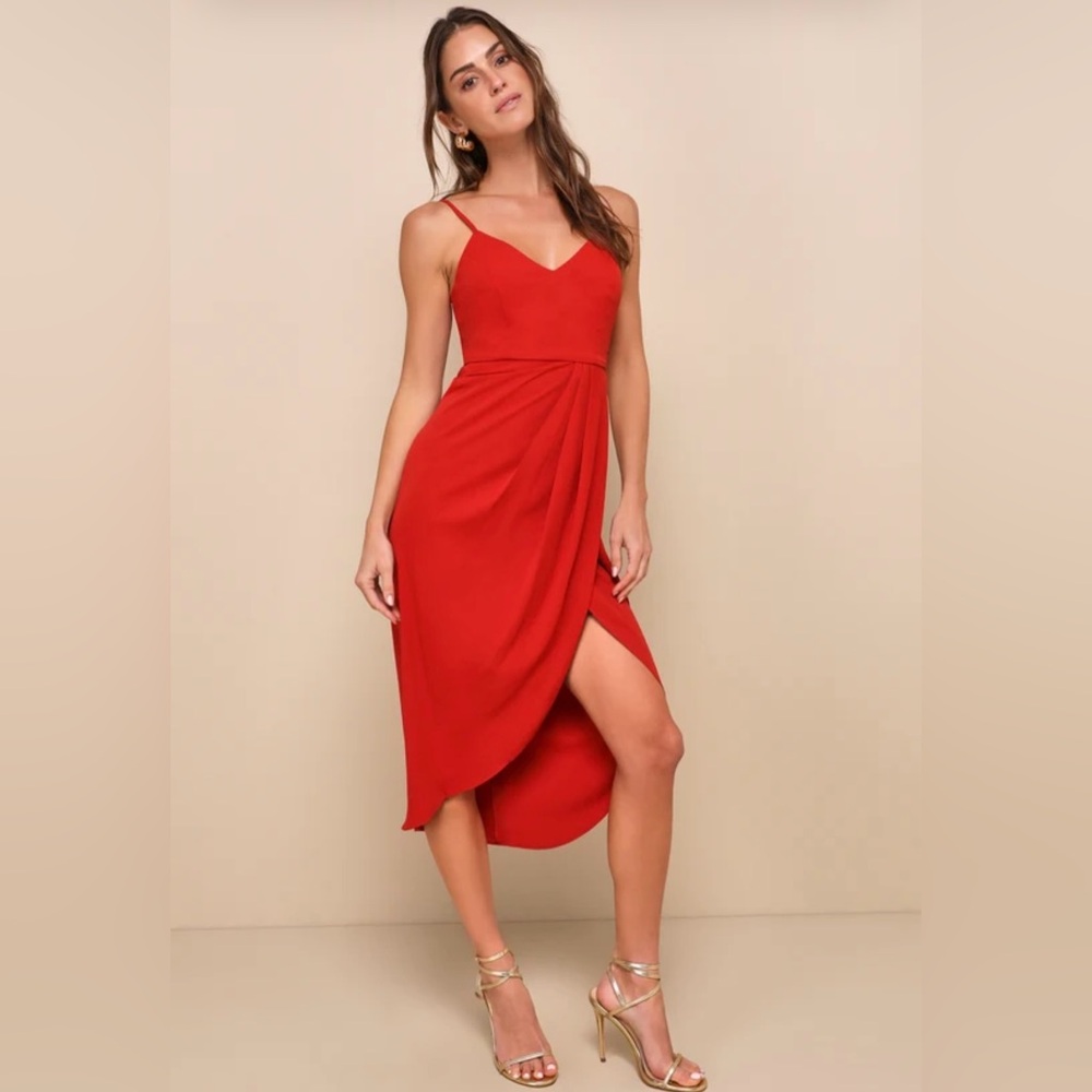 NWT Lulus Reinette Rust Red Midi Dress